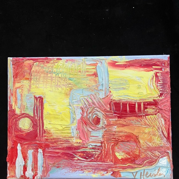Sun Rise “An Original  Oil  Painting Abstract  Style 9”x13” Handmade - Picture 8 of 12